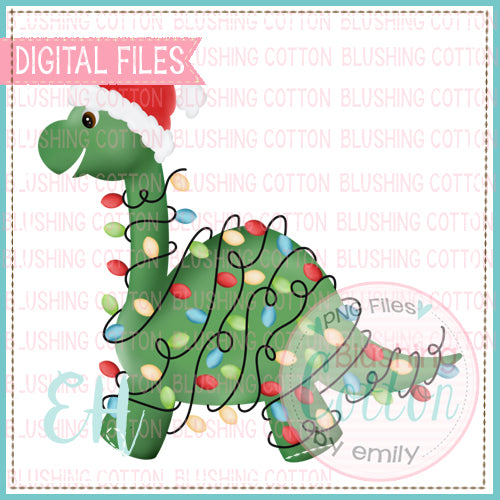 CHRISTMAS SANTA LONGNECK DINO WITH LIGHTS   BCEH