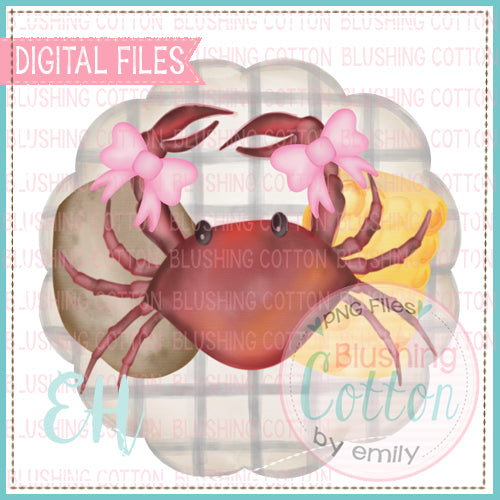 CRAB BOIL WITH BOWS GINGHAM SCALLOP DESIGN   BCEH