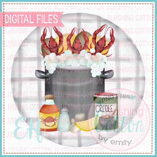 CRAWFISH BOIL POT GINGHAM CIRCLE BCEH