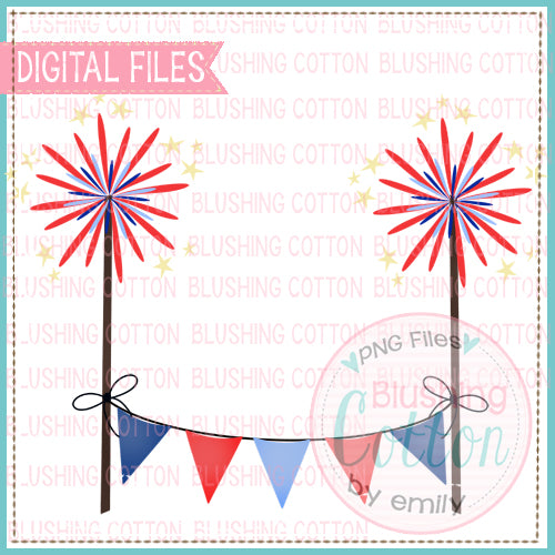 FIREWORKS BUNTING BANNER WATERCOLOR DESIGN  BCEH