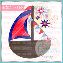 Load image into Gallery viewer, FIREWORKS SAILBOAT WATERCOLOR DESIGN  BCEH