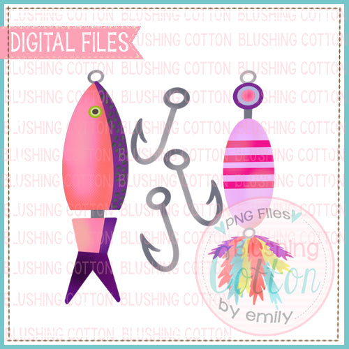 FISHING LURES WITH HOOKS FOR GIRLS WATERCOLOR DESIGN  BCEH