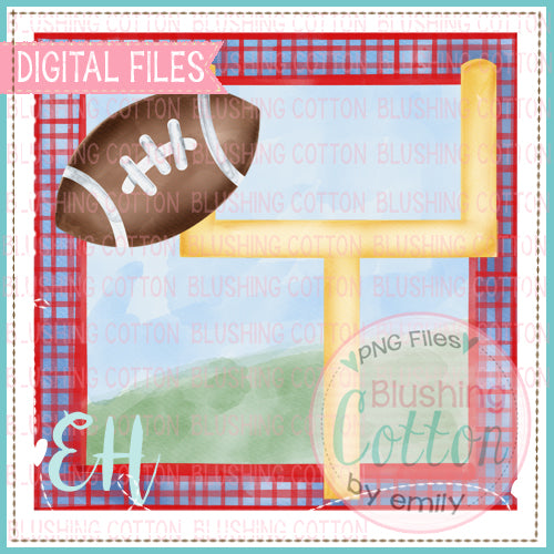 FOOTBALL GOAL IN RED AND BLUE GINGHAM FRAME BCEH