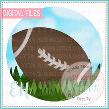 Load image into Gallery viewer, FOOTBALL IN THE GRASS CIRCLE WATERCOLOR DESIGN BCEH
