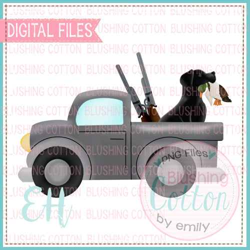 GRAY DUCK  HUNTING TRUCK WITH BLACK LAB   BCEH