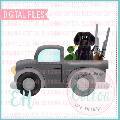 GRAY DUCK  HUNTING TRUCK WITH BLACK LAB2    BCEH