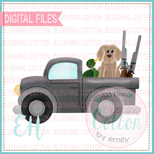 GRAY DUCK  HUNTING TRUCK WITH YELLOW LAB2    BCEH