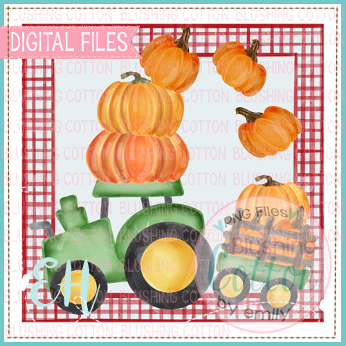 GREEN TRACTOR WITH PUMPKINS BCEH