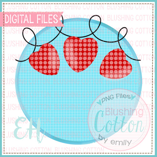 HEART STRINGS ON BLUE GINGHAM CIRCLE    BCEH