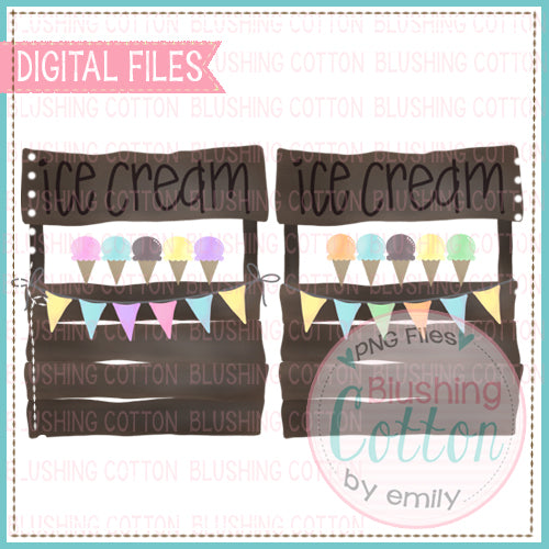 ICE CREAM STAND SET WATERCOLOR DESIGN  BCEH