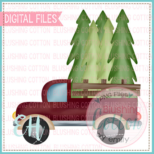 Maroon Farm Truck With Trees Design   BCEH