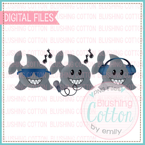 MUSICAL SHARK TRIO WATERCOLOR DESIGN  BCEH