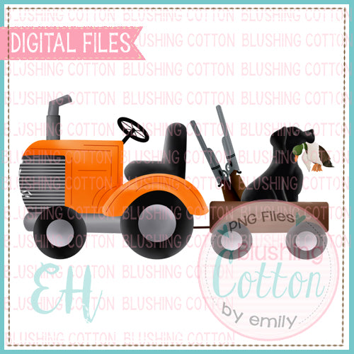 ORANGE TRACTOR WITH BLACK LAB AND DUCK - BCEH