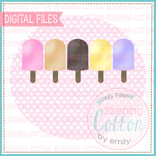 POPSICLE ROW FOR GIRLS IN PINK DOT CIRCLE WATERCOLOR DESIGN  BCEH