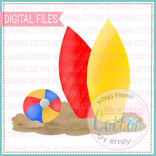 RED AND YELLOW SURFBOARDS WATERCOLOR DESIGN  BCEH