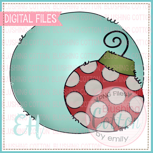 RED DOTTED ORNAMENT IN TEAL CIRCLE WATERCOLOR DESIGN BCEH
