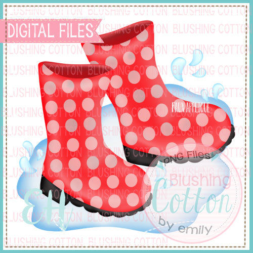 RED DOTTED RAINBOOTS IN A PUDDLE - BCEH