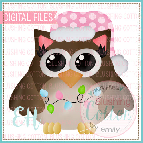 SCOTTIE GIRL OWL WITH CHRISTMAS LIGHTS - BCEH