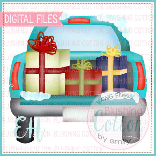 Tailgate Truck Teal With Gifts Design BCEH