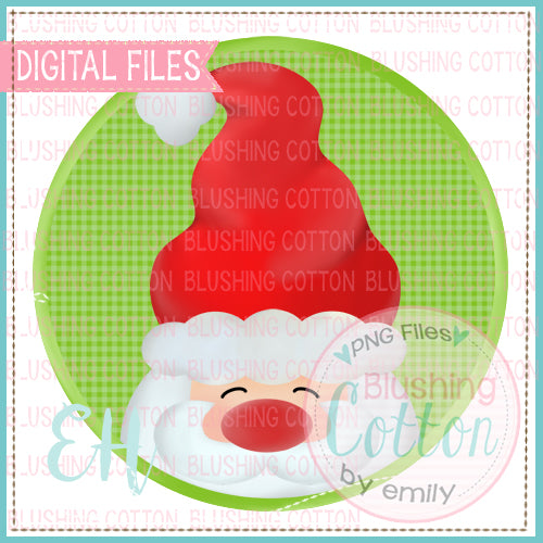 TALL SANTA IN APPLE GREEN GINGHAM CIRCLE   BCEH