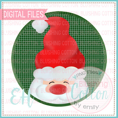 TALL SANTA IN HUNTER GREEN GINGHAM CIRCLE   BCEH