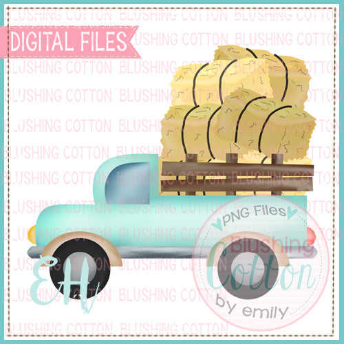 Teal Farm Truck With Hay Design    BCEH