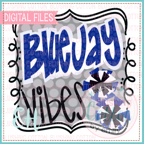 VIBES BLUE JAY BLUE BLACK AND WHITE WATERCOLOR DESIGNS BCEH
