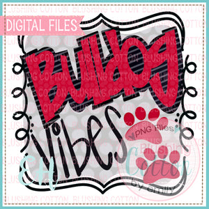VIBES BULLDOG IN RED AND BLACK WATERCOLOR DESIGNS BCEH