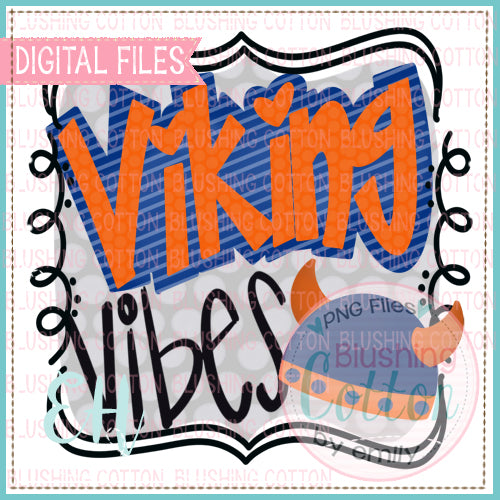 VIBES VIKING ORANGE AND BLUE WATERCOLOR DESIGNS BCEH
