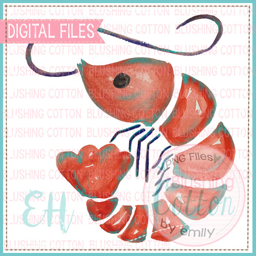 WATERCOLOR SHRIMP WITH NAVY AND TEAL ACCENTS  BCEH