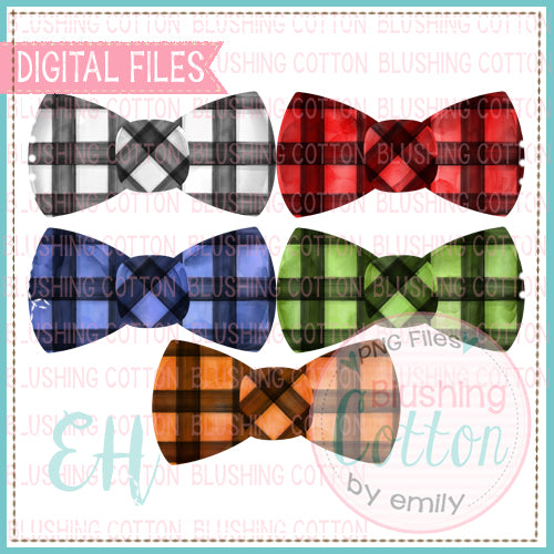 WATERCOLORED PLAID BOW SET  BCEH