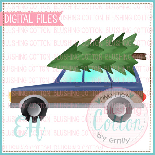 STATION WAGON BLUE WITH CHRISTMAS TREE  BCEH