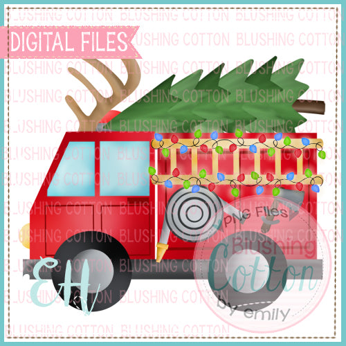 FIRETRUCK WITH ANTLERS AND TREE - BCEH