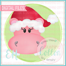 Load image into Gallery viewer, CHRISTMAS HIPPO GIRL IN GREEN GINGHAM CIRCLE - BCEH