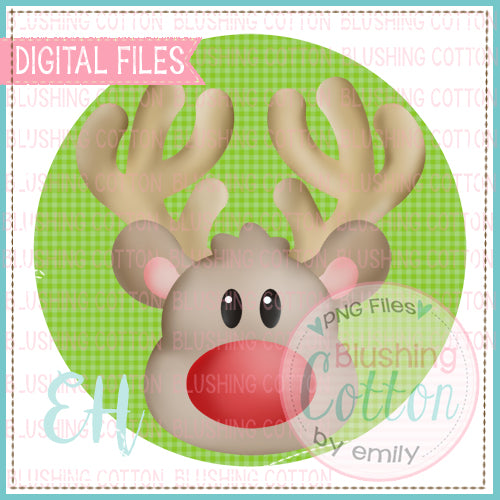 SIMPLE RUDOLPH IN GREEN GINGHAM CIRCLE - BCEH