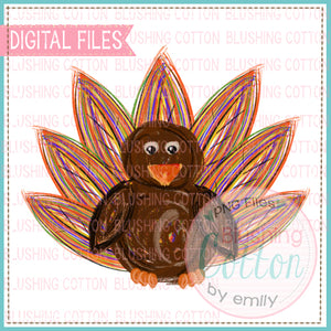 CHALKY COLORFUL TURKEY WATERCOLOR DESIGN PNG FILE FOR PRINTING AND OTHER CRAFTS