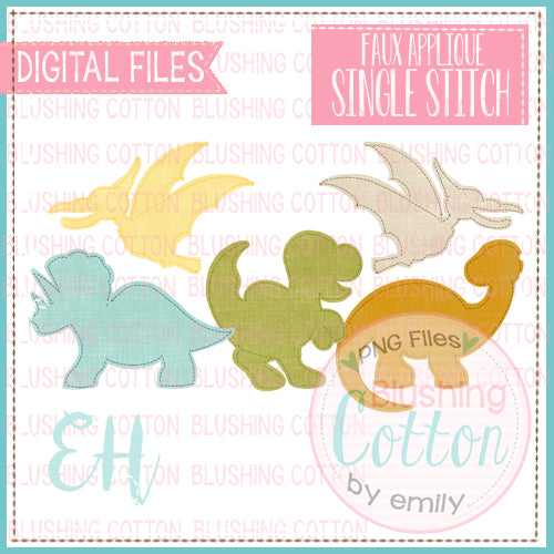 FAUX APPLIQUE SINGLE STITCH DINO CLUB   BCEH