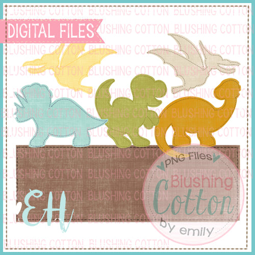 FAUX APPLIQUE SINGLE STITCH DINO CLUB WITH NAME PLATE  BCEH