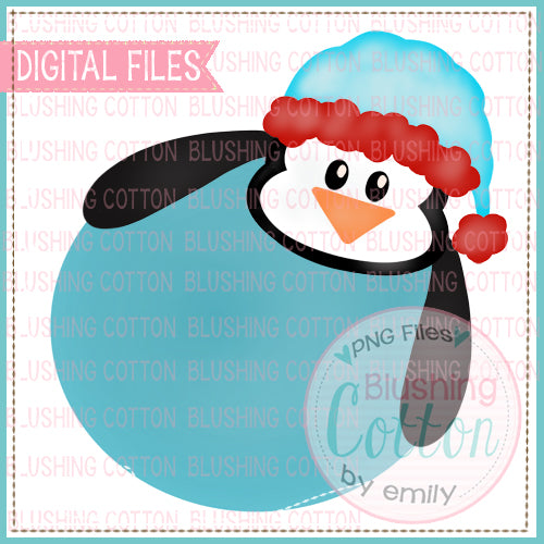 WINTER PENGUIN HUGGING CIRCLE WATERCOLOR DESIGN