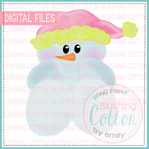 BABY CHRISTMAS SNOWMAN PINK WATERCOLOR DESIGN BCEH