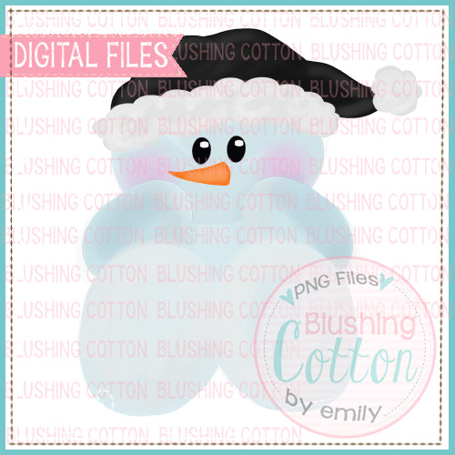 BABY SNOWMAN BLACK AND WHITE WATERCOLOR DESIGN BCEH