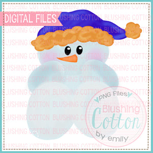 BABY SNOWMAN BLUE AND ORANGE WATERCOLOR DESIGN BCEH