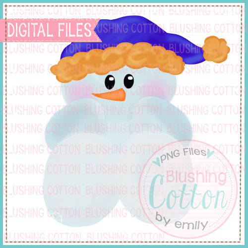 BABY SNOWMAN BLUE AND ORANGE WATERCOLOR DESIGN BCEH