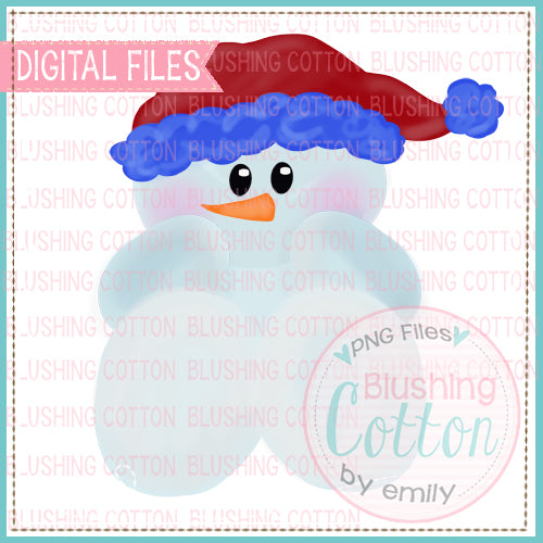 BABY SNOWMAN RED AND BLUE WATERCOLOR DESIGN BCEH