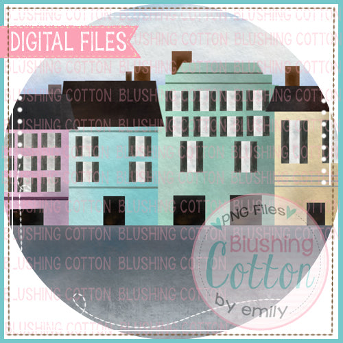 HOUSE ROW CIRCLE WATERCOLOR DESIGN BCEH