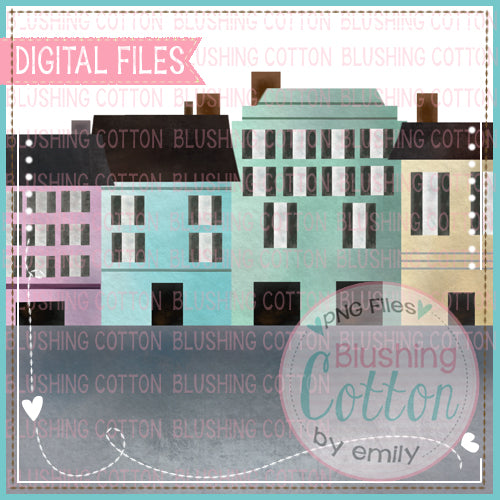 HOUSE ROW NO SKY WATERCOLOR DESIGN BCEH