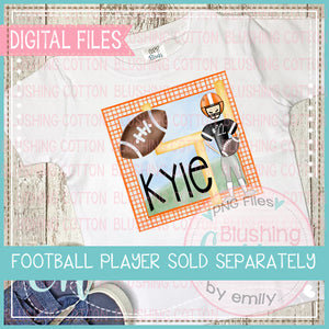 FOOTBALL GOAL IN ORANGE GINGHAM FRAME BCEH