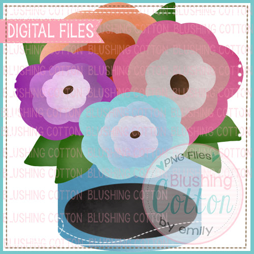 FLOWERS IN A JAR WITH CHALK LABEL WATERCOLOR DESIGN BCEH