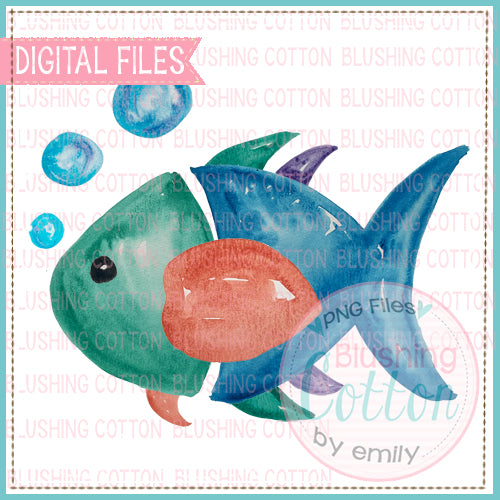 COLORFUL FISH WATERCOLOR DESIGN BCEH