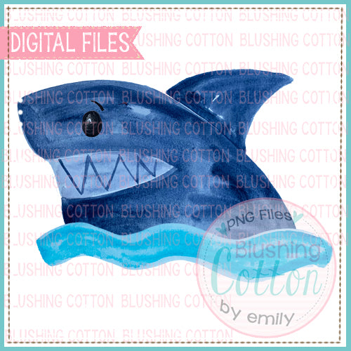 SHARK IN THE WATER WATERCOLOR DESIGN BCEH